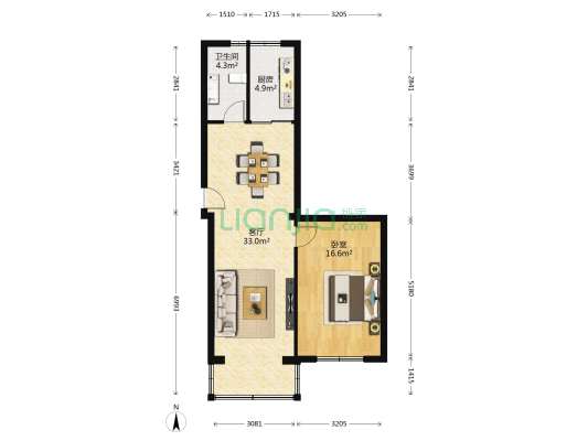 人寿保险省分公司家属院 1室1厅1卫 74平方
