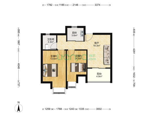 领秀金品花苑 2室1厅1卫 75平方