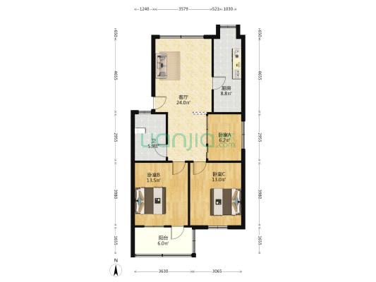 双达胜利小区 3室1厅1卫 92平方