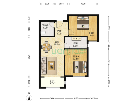 宏达家园 2室1厅1卫 89平方