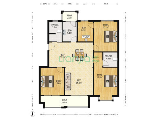 江畔花苑南区 4室2厅2卫 147平方