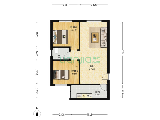 东河小区 2室1厅1卫 72平方