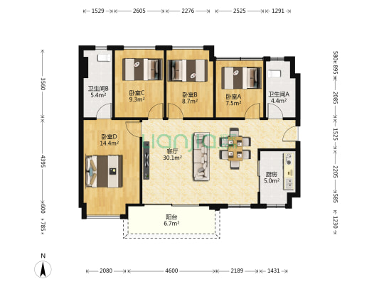 碧桂园凤凰湾比邻苑 4室1厅2卫 110平方