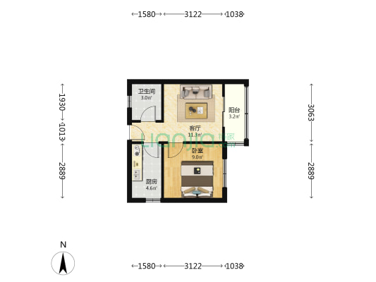 新雅中街32号 1室1厅1卫 40平方
