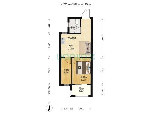 蓝光里 2室1厅1卫 45平方