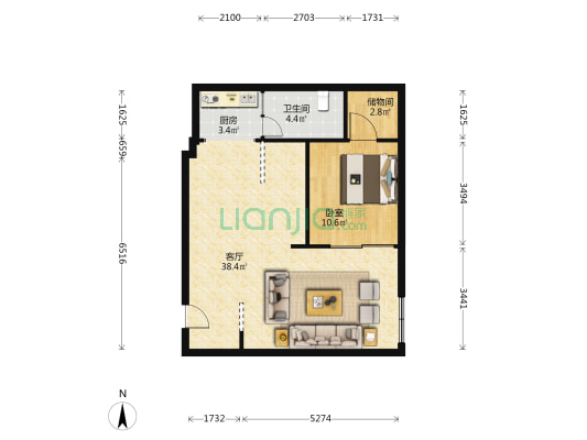 同泽公寓 1室1厅1卫 92平方