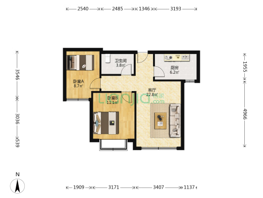 西姜景苑 2室1厅1卫 77平方