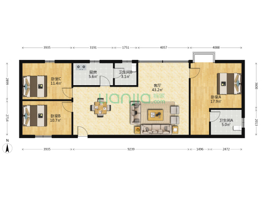 小石湖一横巷4号 3室1厅2卫 113平方