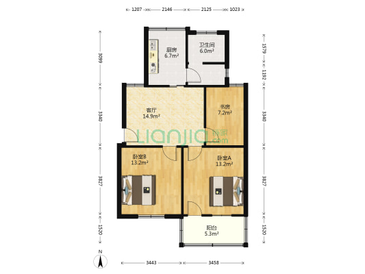 育才小区 3室1厅1卫 81平方