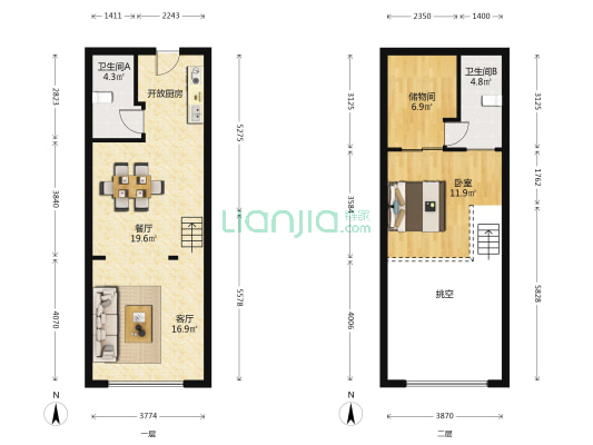 嘉辉南湖美寓 1室2厅2卫 61平方