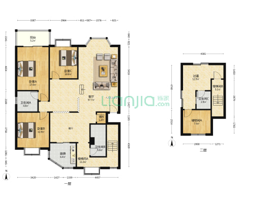 兴苑幸福人家 3室1厅3卫 165平方