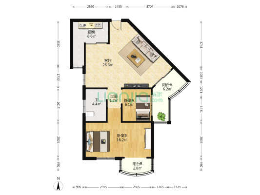 兆南公寓 2室1厅1卫 85平方