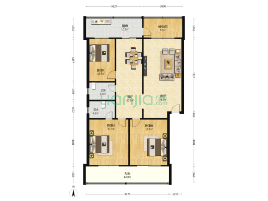 交通局小区 3室2厅2卫 140平方