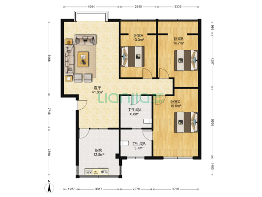 荟文苑 3室1厅2卫 131平方
