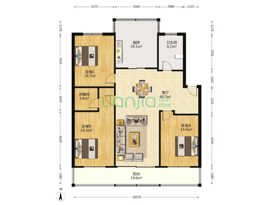 通运新村(通运路) 3室1厅1卫 143平方