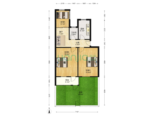南京财经大学教师宿舍 3室1厅1卫 72平方