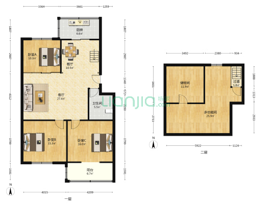佰旺小区 4室2厅1卫 118平方
