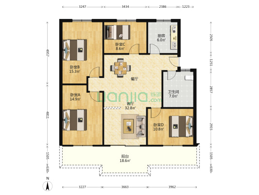 巢湖西路联建商住楼 4室1厅1卫 113平方
