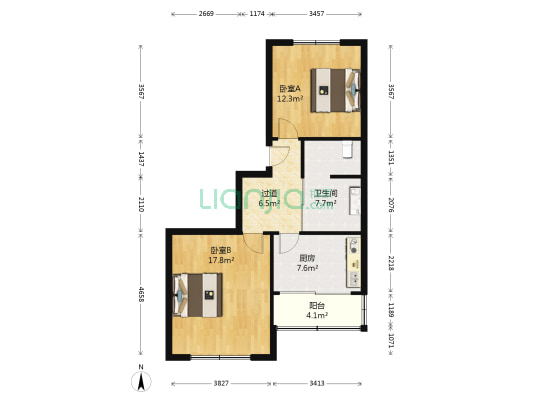 云门一路单号 2室0厅1卫 71平方