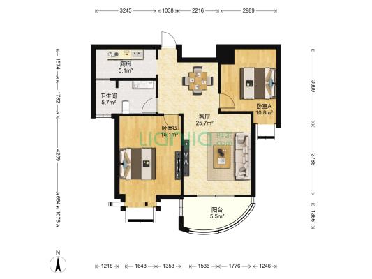 博泰魏玛峰尚一期 2室1厅1卫 82平方