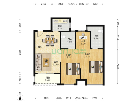 中建壹品澜悦 3室1厅2卫 96平方
