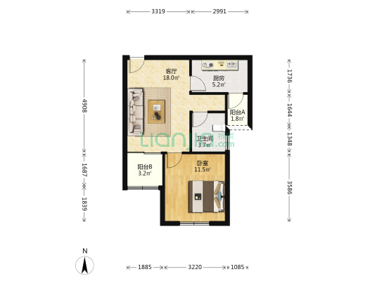 惠康苑东苑 1室1厅1卫 58平方