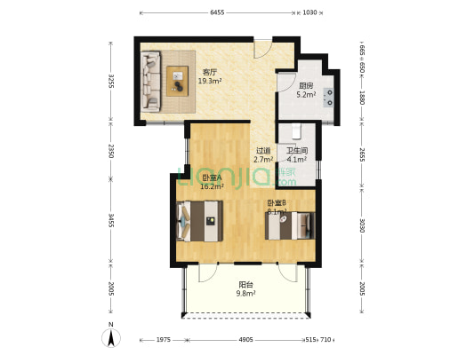 正堂山外山 2室1厅1卫 91平方