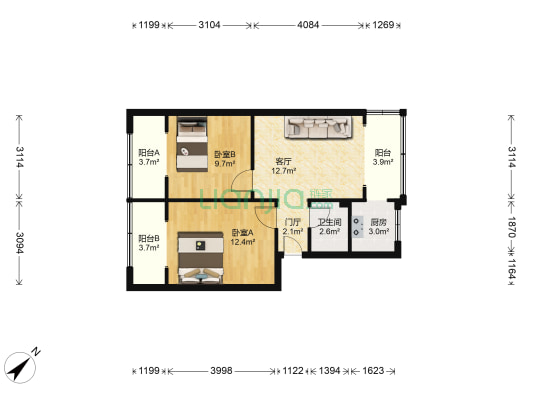 氮肥厂小区 2室1厅1卫 62平方