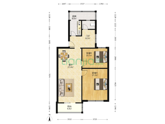 经贸局家属楼 2室1厅1卫 98平方
