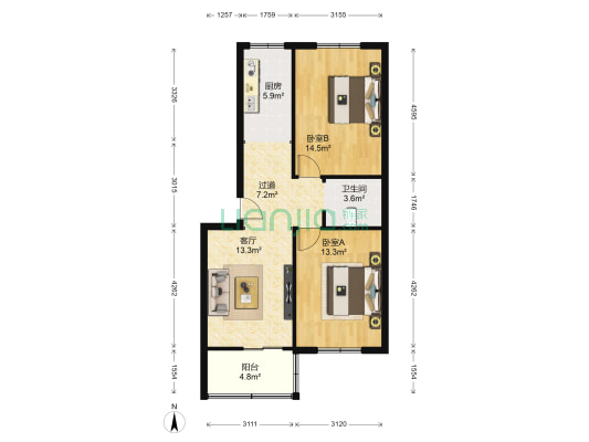 西延公司小区 2室1厅1卫 77平方