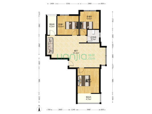 润卓天伦湾   品质社区 保利物业 中高楼层 采光好-户型图