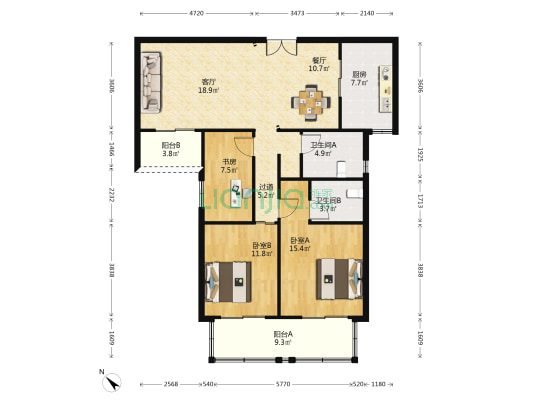一品名人居 3室2厅2卫 133平方