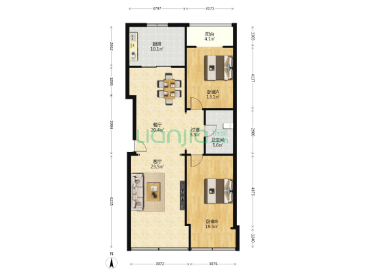 浩森银座（白银路） 2室2厅1卫 133平方