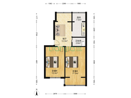 正阳街1791A 2室1厅1卫 68平方
