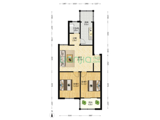 安琪园小区 2室1厅1卫 84平方