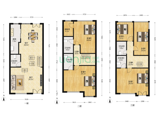 佳兆业珊瑚湾(别墅) 5室2厅5卫 195平方
