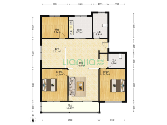 城市花园(太仓) 3室2厅2卫 150平方