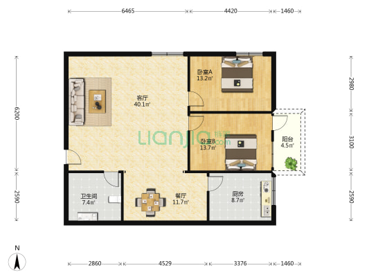 国龙大厦 2室2厅1卫 123平方