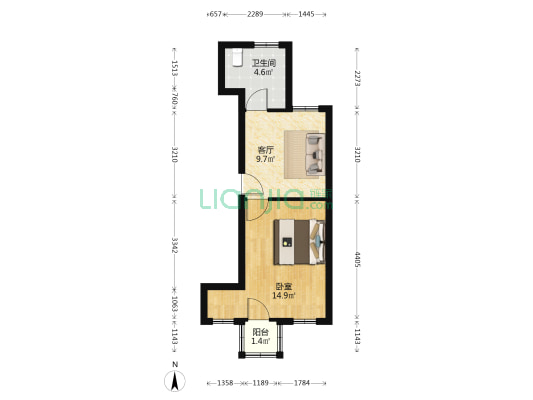 阳彭山村 1室1厅1卫 37平方