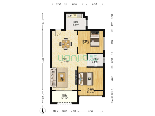 三和国际花园城(二手) 2室1厅1卫 69平方