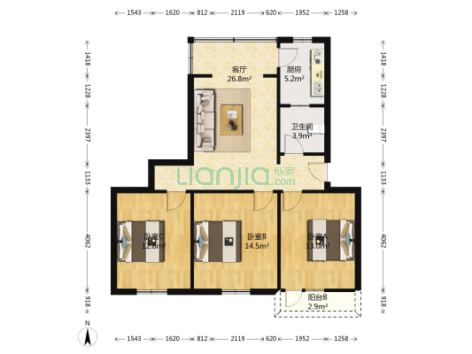 五津西路96-2号 3室1厅1卫 89平方