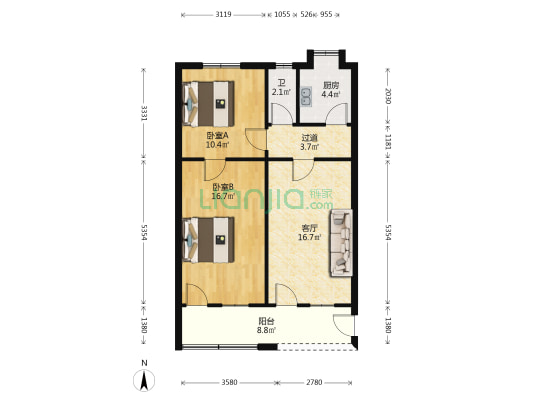 樊洼路4号 2室1厅1卫 78平方