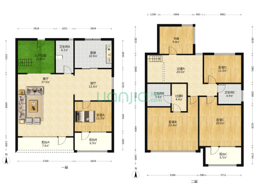 金基尚书里 5室2厅3卫 196平方