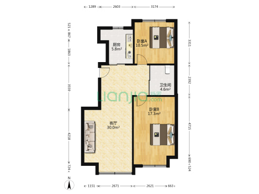 保利金香槟 2室1厅1卫 90平方