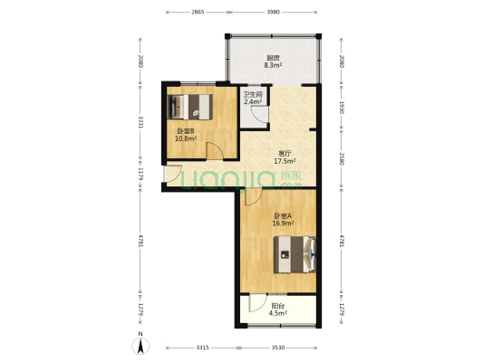三监宿舍 2室1厅1卫 63平方