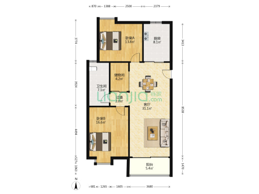 春江崋庭 2室1厅1卫 114平方