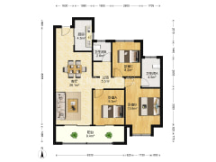 雅居乐118m² 全新精装3房   视野好 光照充足-海门雅居乐万科中央公园户型图