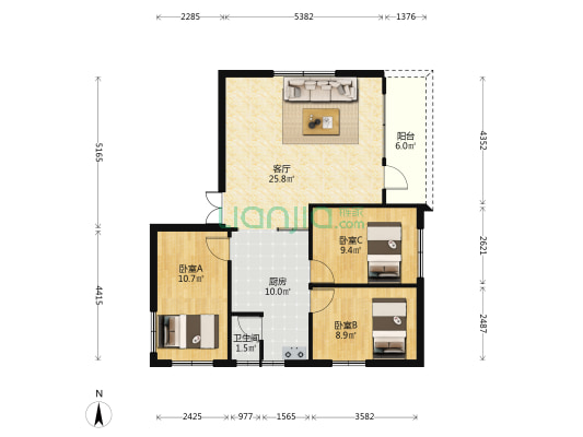 清晖村 3室1厅1卫 101平方