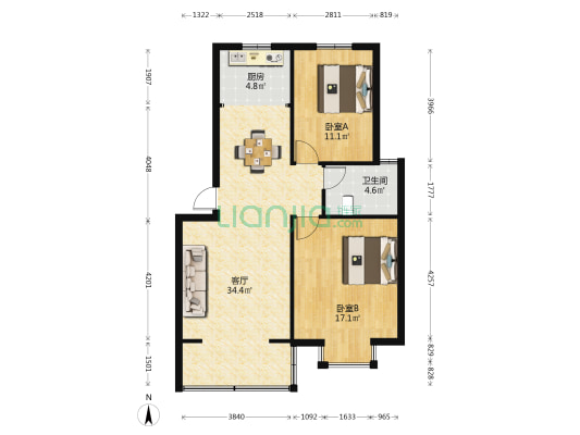 金茂世家 2室1厅1卫 89平方