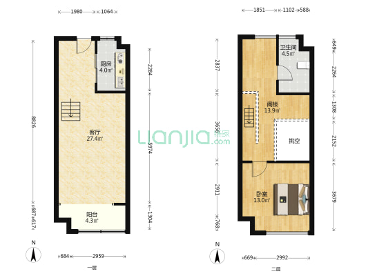 众友新宸中心 1室1厅1卫 55平方